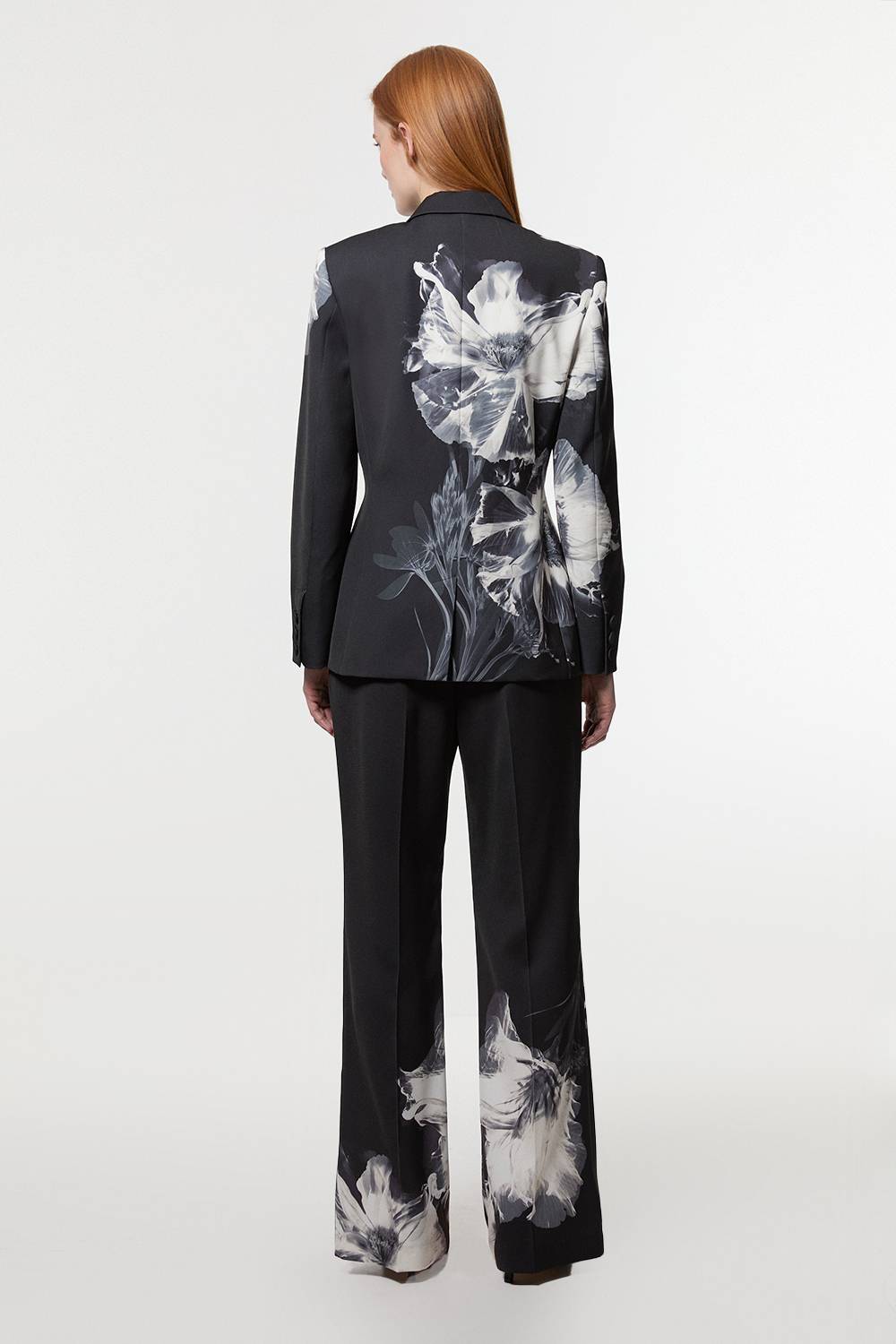 KarenMillen Pantalon à jambe large en crépe taillé sur mesure avec motif floral orné
