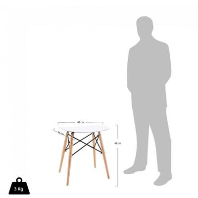 Tabouret bas SKOLL - pieds bois et acier noir - assise blanche
