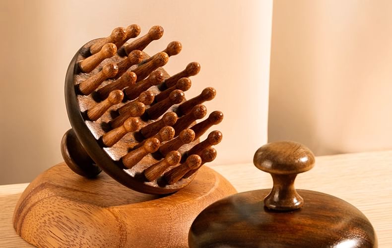 Showroom - Houten haar-hoofdhuidmassager