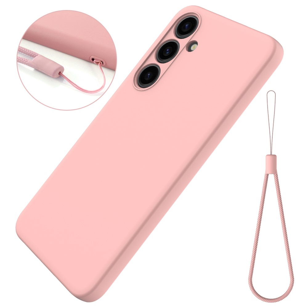 Samsung Galaxy S24  Plus Silikon Case Hülle mit Kameraschutz   Trageschlaufe - Rosa