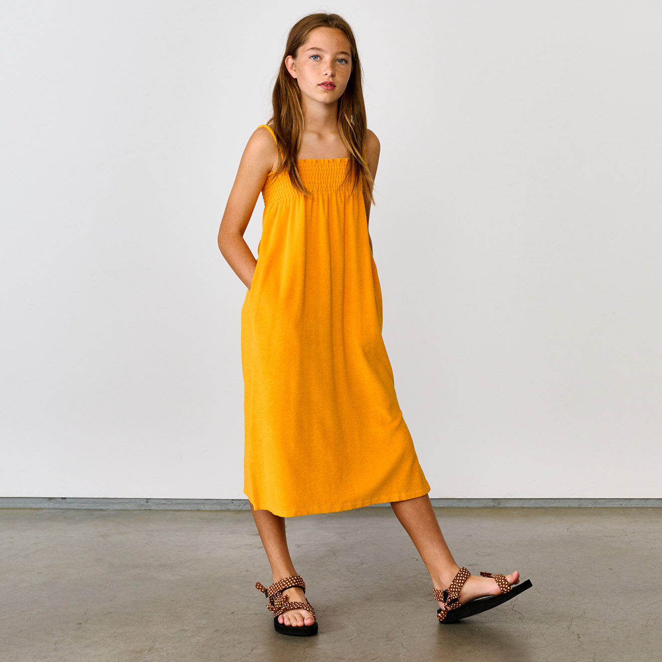 Bellerose Robe tube mi-longue Canil en Coton mélangé orange vif