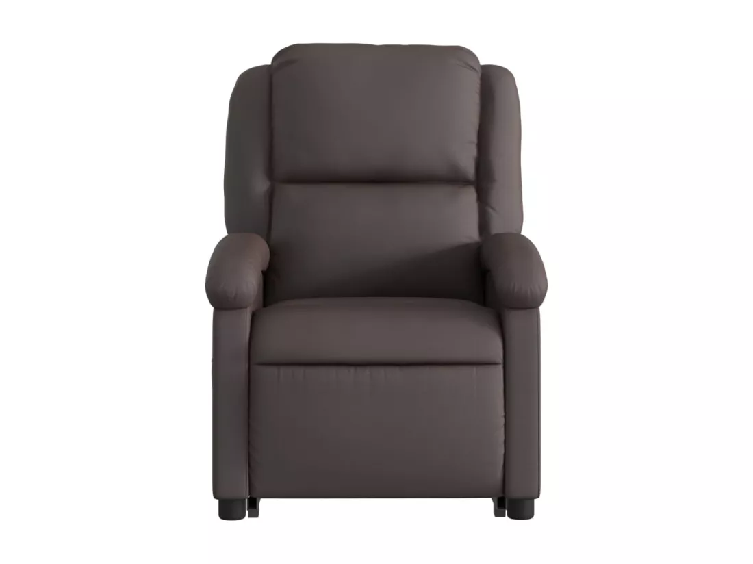 Fauteuil inclinable massant marron foncé cuir véritable