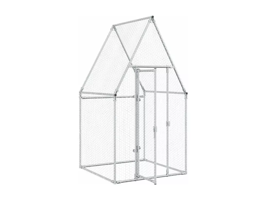 Cage pour poules argenté 100x100x190 cm acier galvanisé