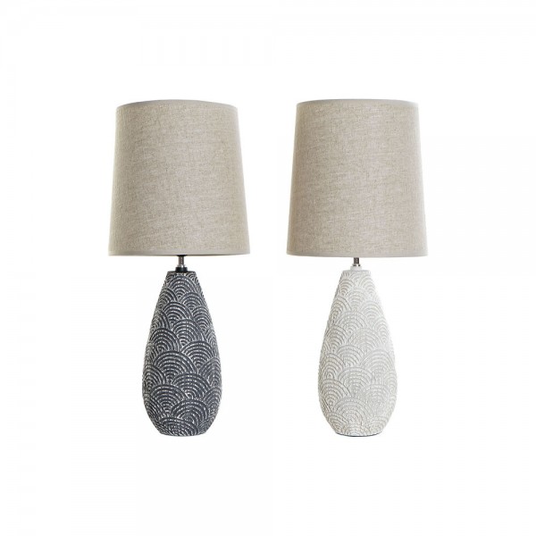 Lampe de bureau blanc beige polyester résine (2 pcs) (35 x 35 x 64 cm)