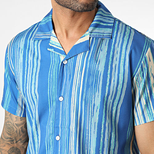 Chemise Manches Courtes Bleu Marine Vert