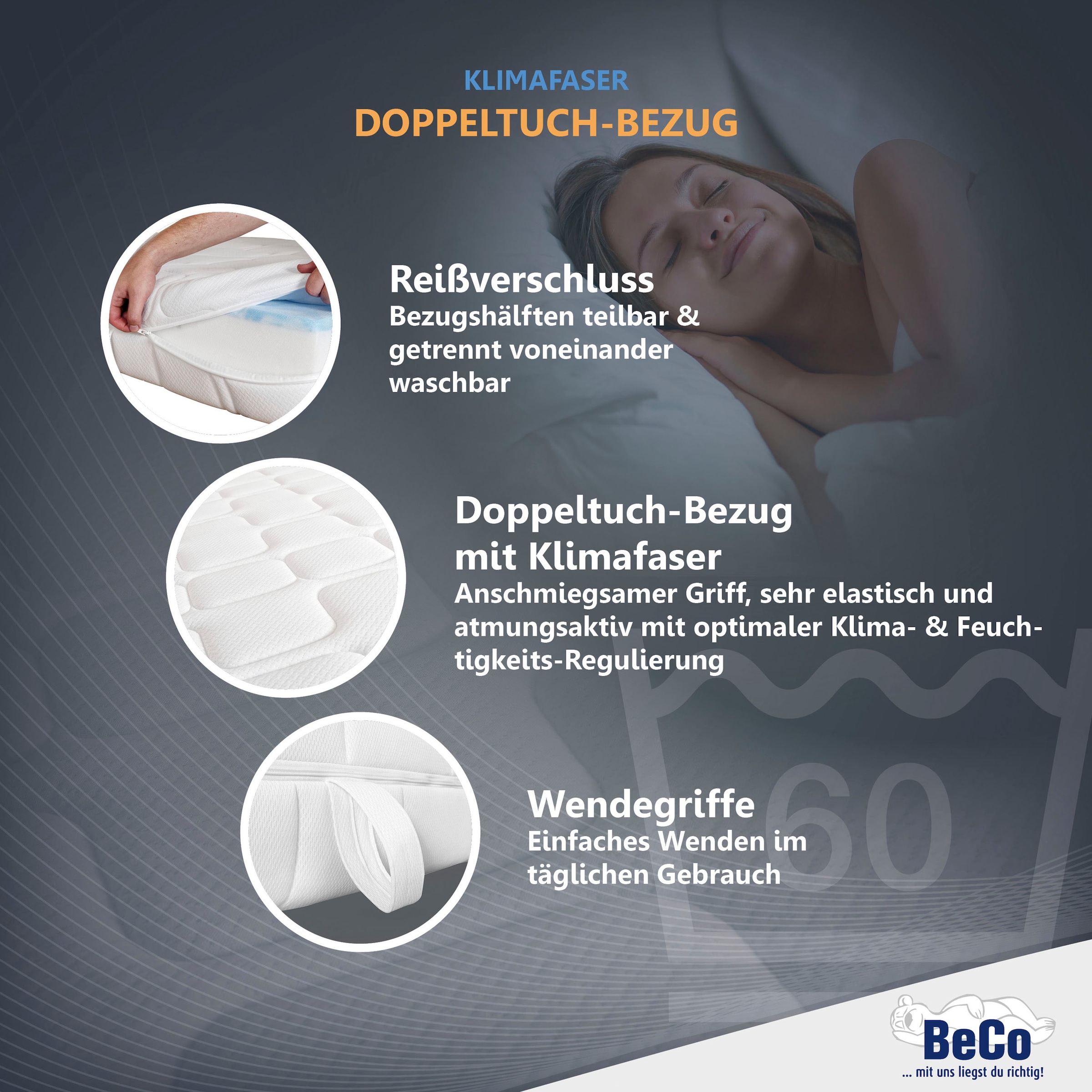 Beco Gelschaummatratze »GUMO MAXX,  7 Zonen Matratze 90x200,140x200 und weitere Grössen« 25 cm hoch 1 Stk. tlg. druckentlastende Gelschaumauflage, weiche & feste Seite, atmungsaktiv