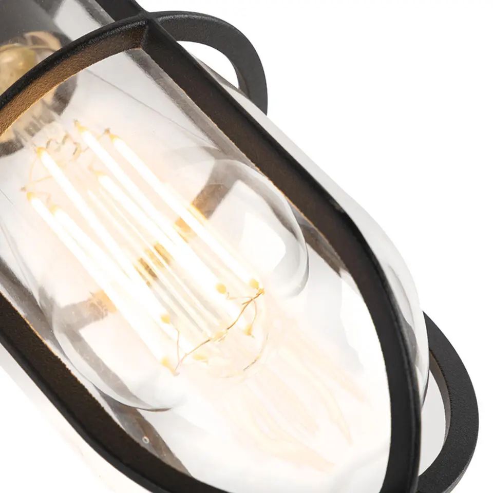 Qazqa plafondlampen buiten elza zwart e27