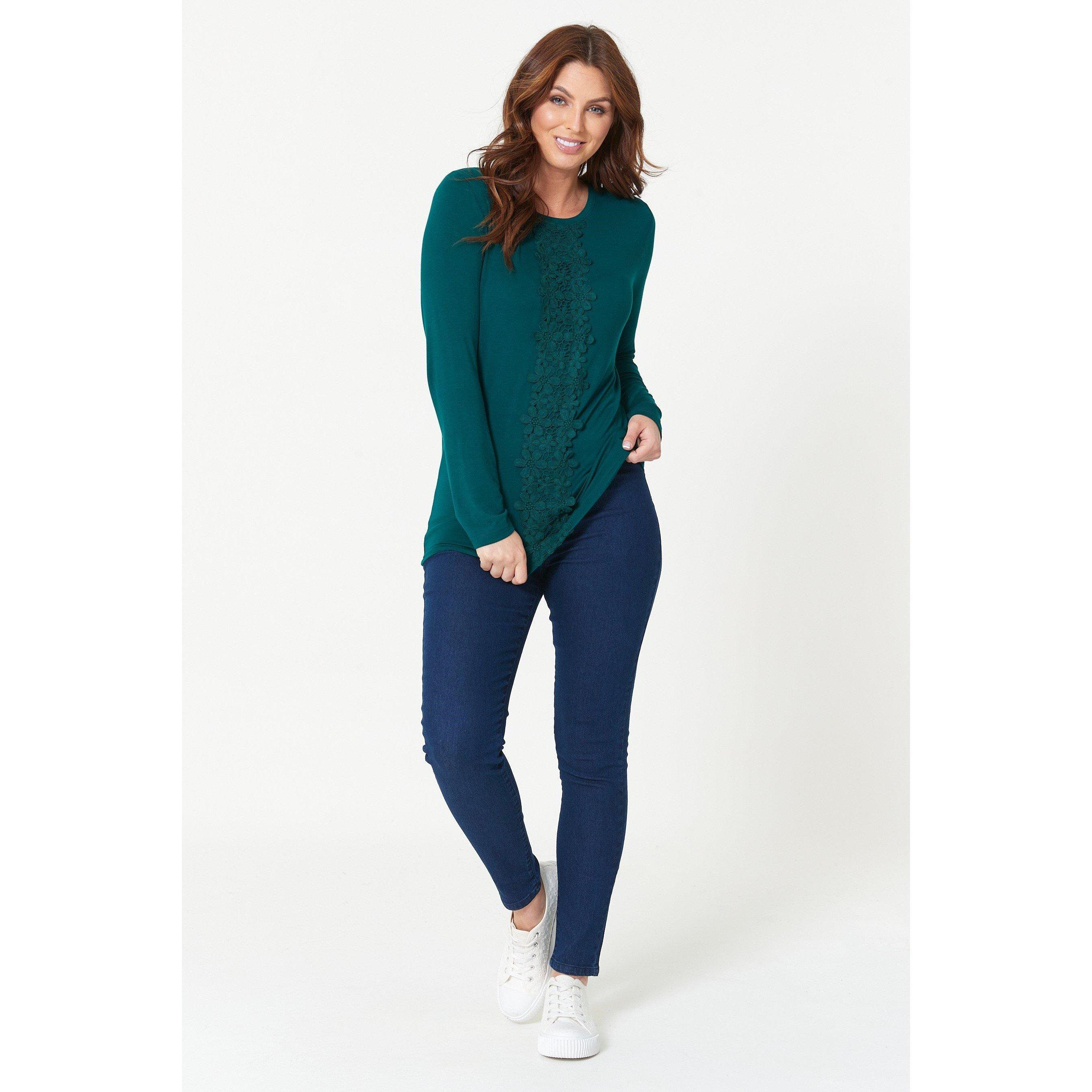 Be You Ladies Crochet Trim Long Sleeve Top