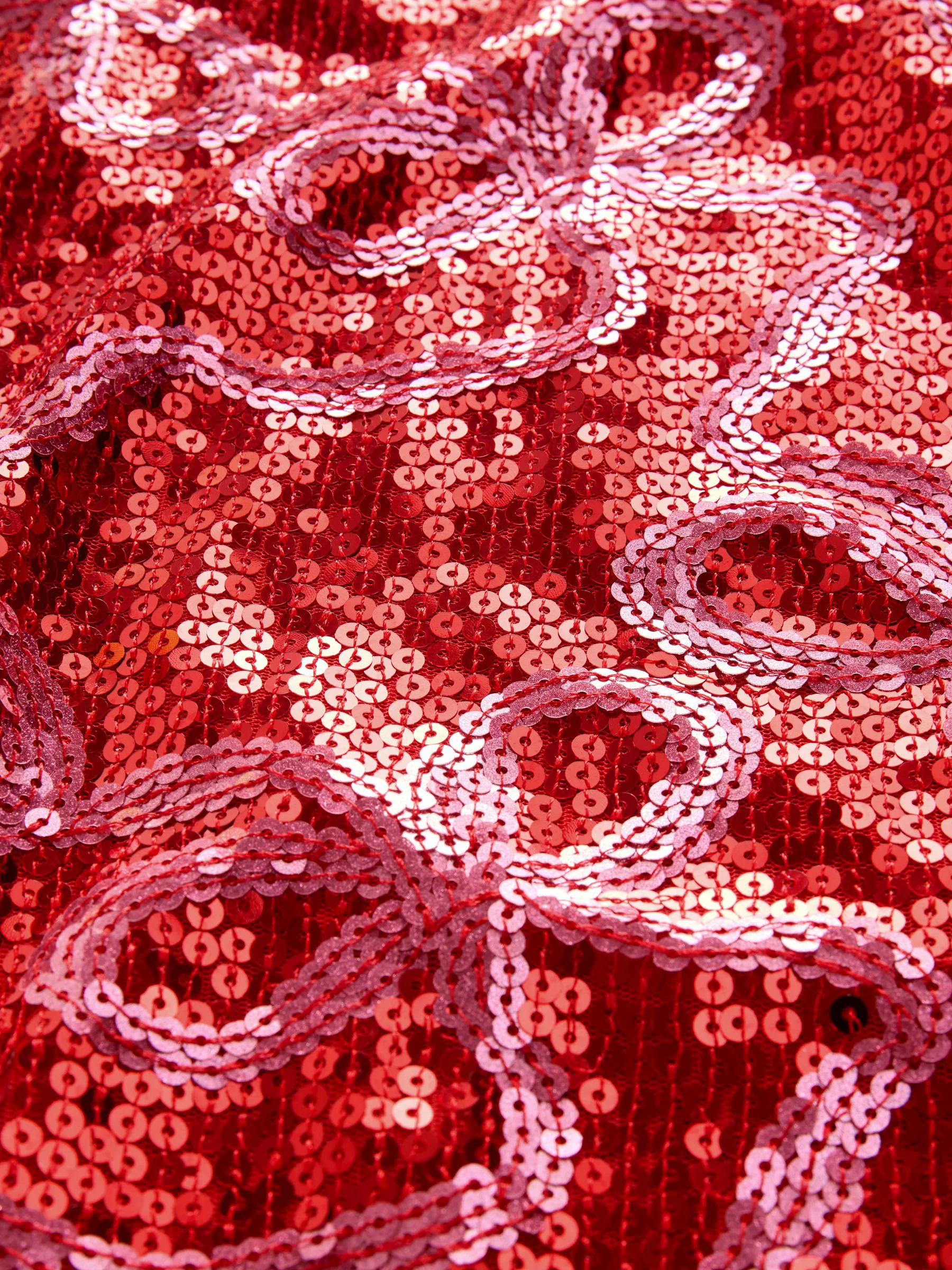 Rood/roze - Jurk met lovertjes (3-16 jr)