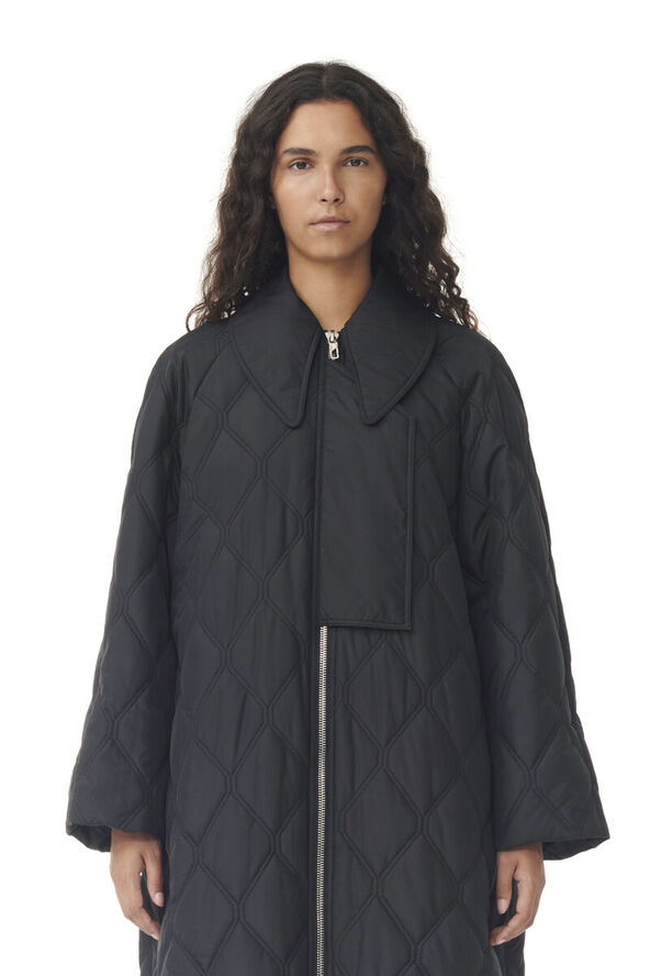 Ganni Ripstop Quilt Coat Black