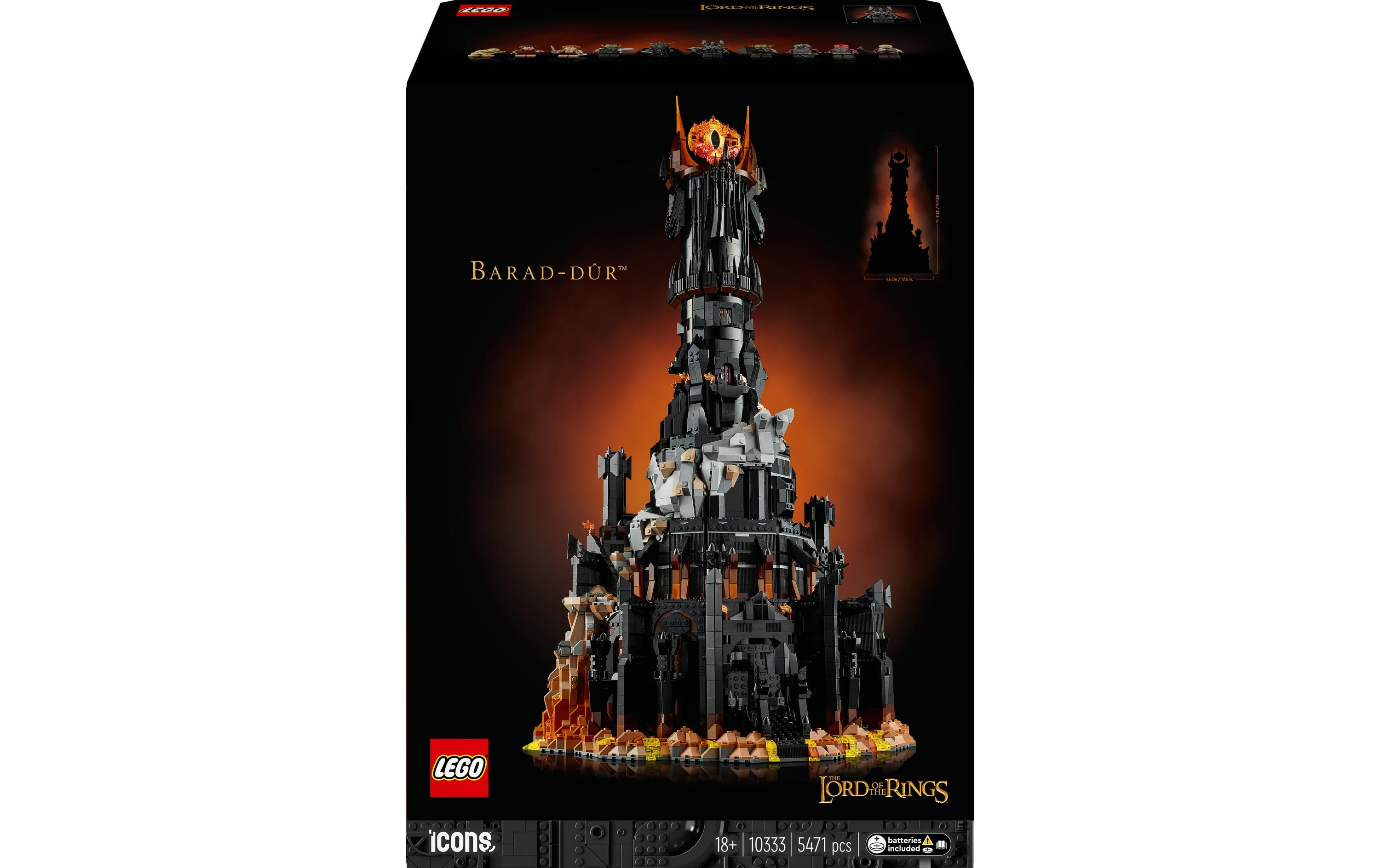 Der Herr der Ringe Barad-dûr 10333<br>Bauset für Erwachsene mit spektakulärem Modell zum Film