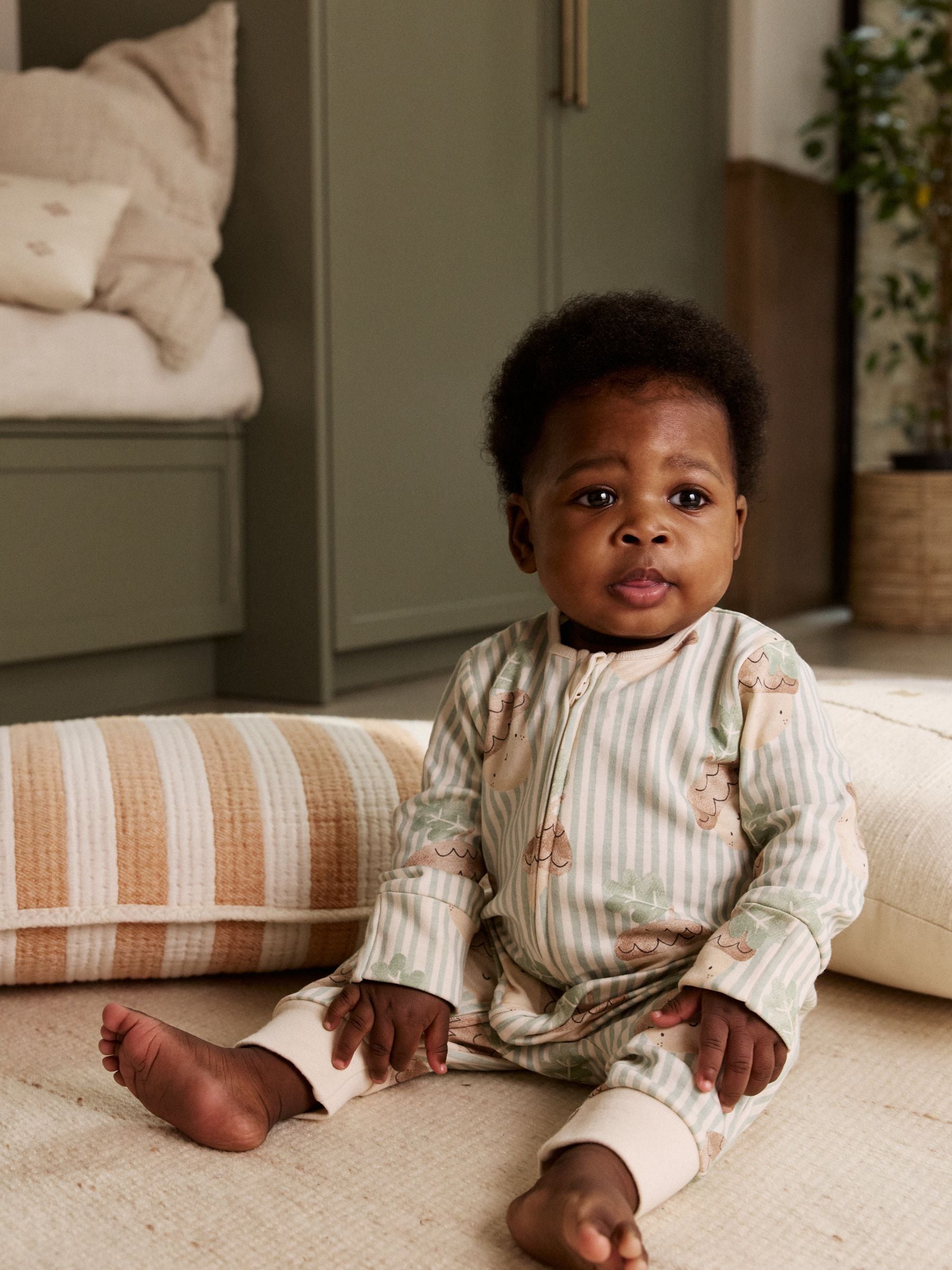 Crème - Verpakking van 3 voetloze babypyjama's met tweewegrits met herfstpompoenen (0mnd -3jr)
