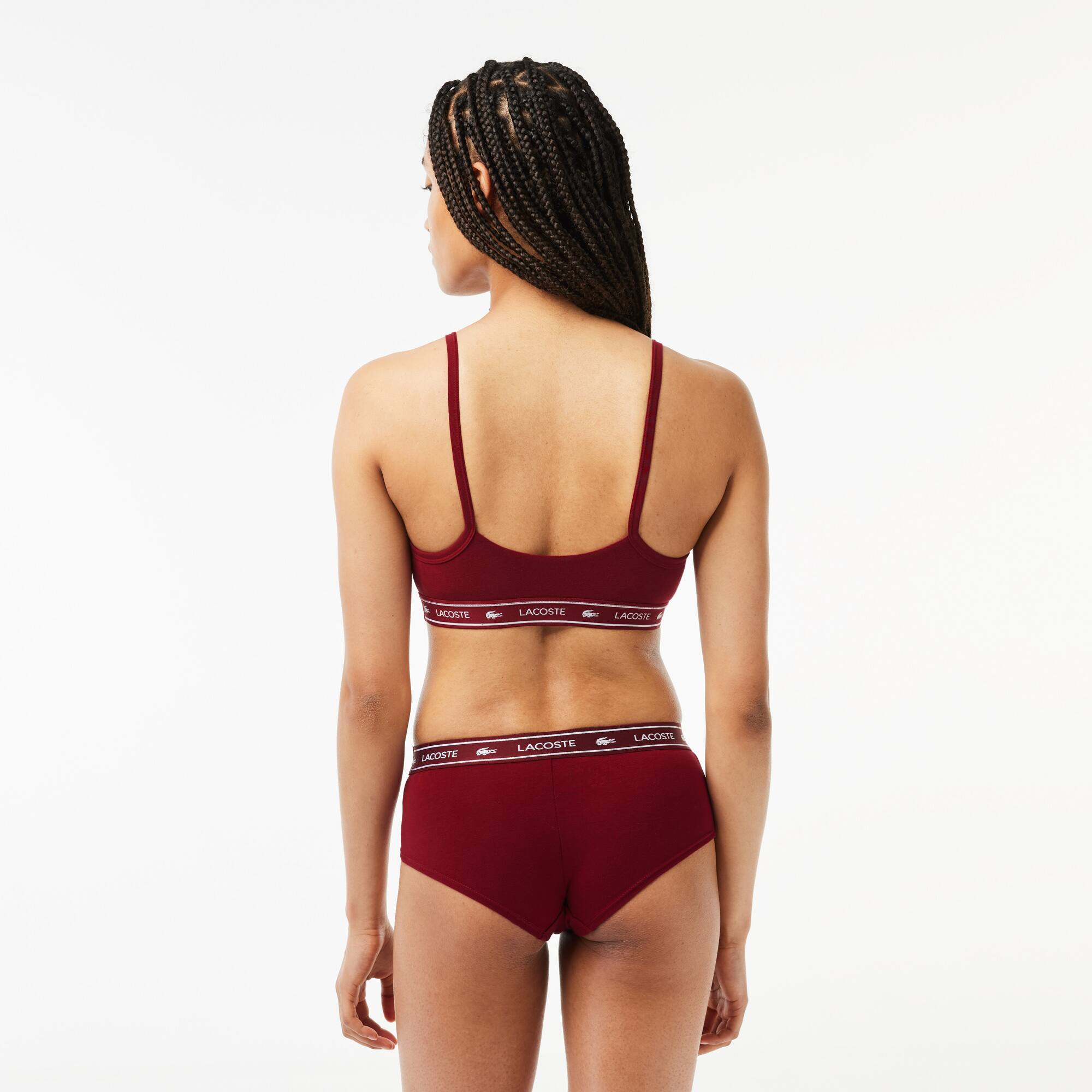 Brassière avec bande siglée en coton stretch Brassières - Rouge - Lacoste - Femme