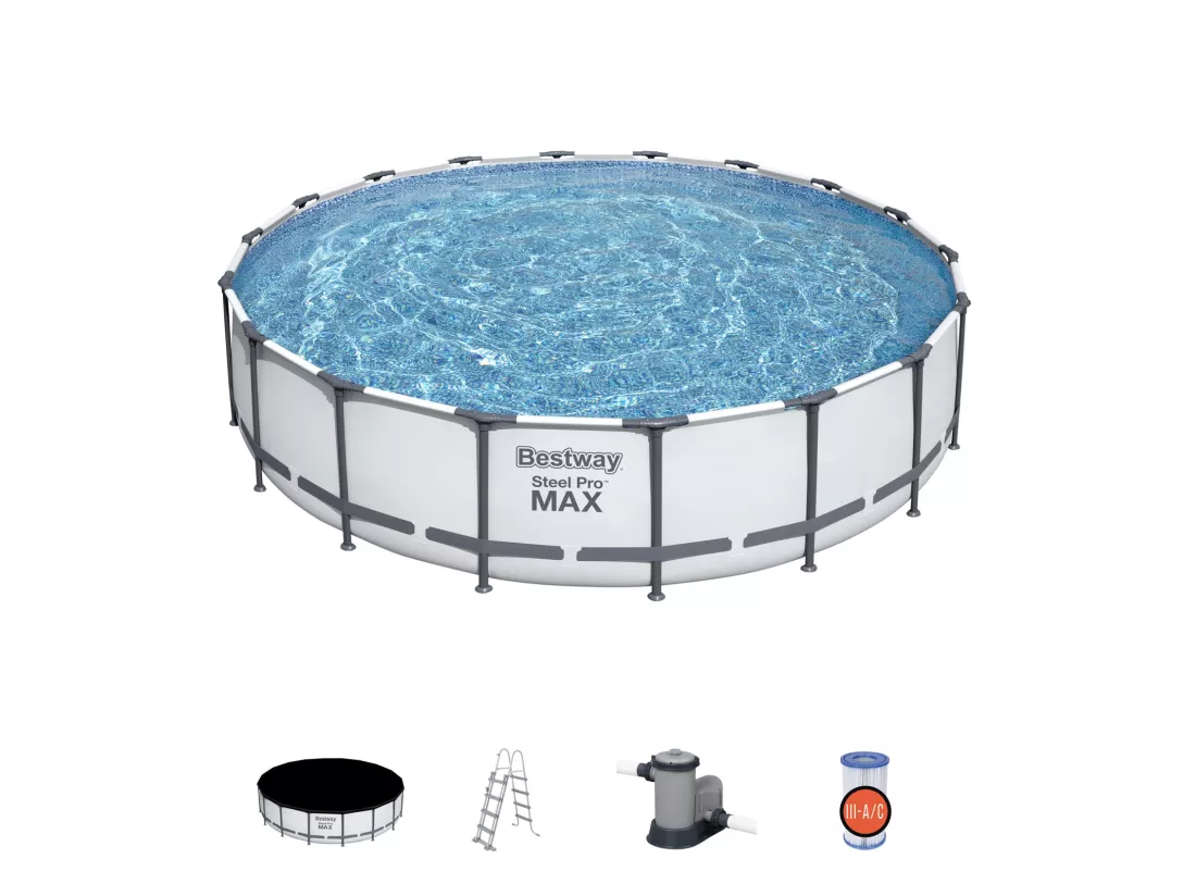 Piscine Hors-sol Tubulaire Bestway Steel Pro Max 549x122 cm Épurateur à Cartouche de 5 678 L/H Bâche et Échelle