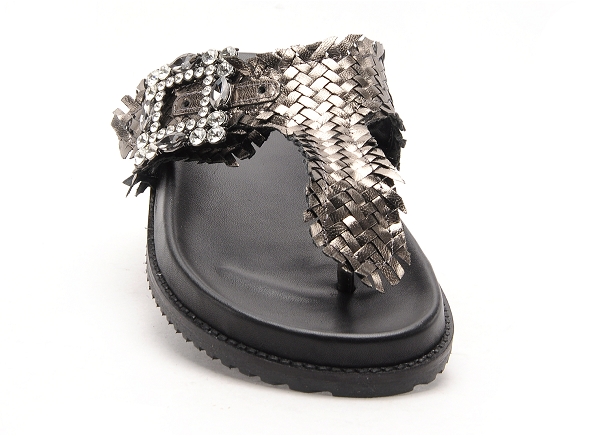 Studio mode mules et sabots plats femme mirror 75 gris