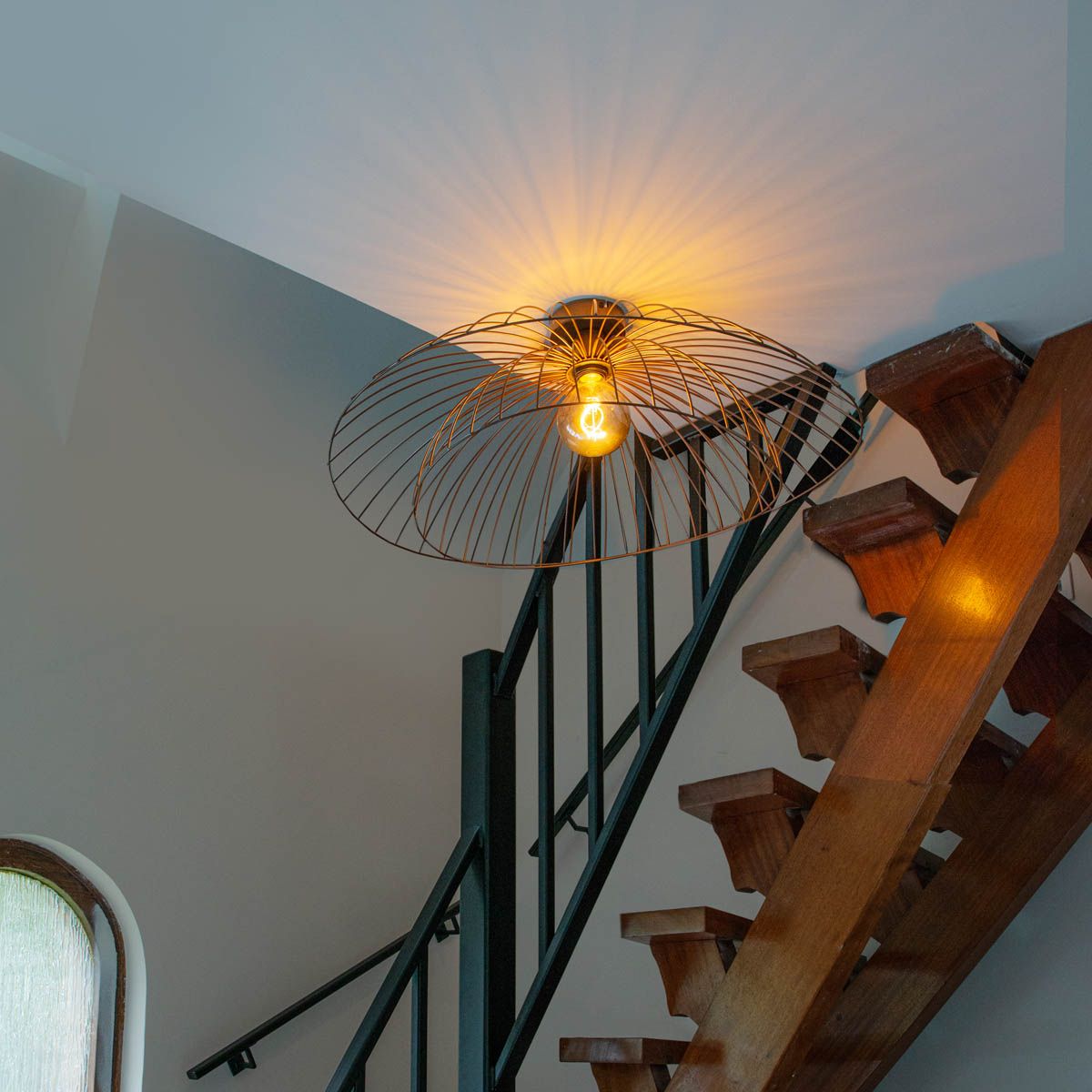 Design plafondlamp brons met dubbele kap 45cm - Pua