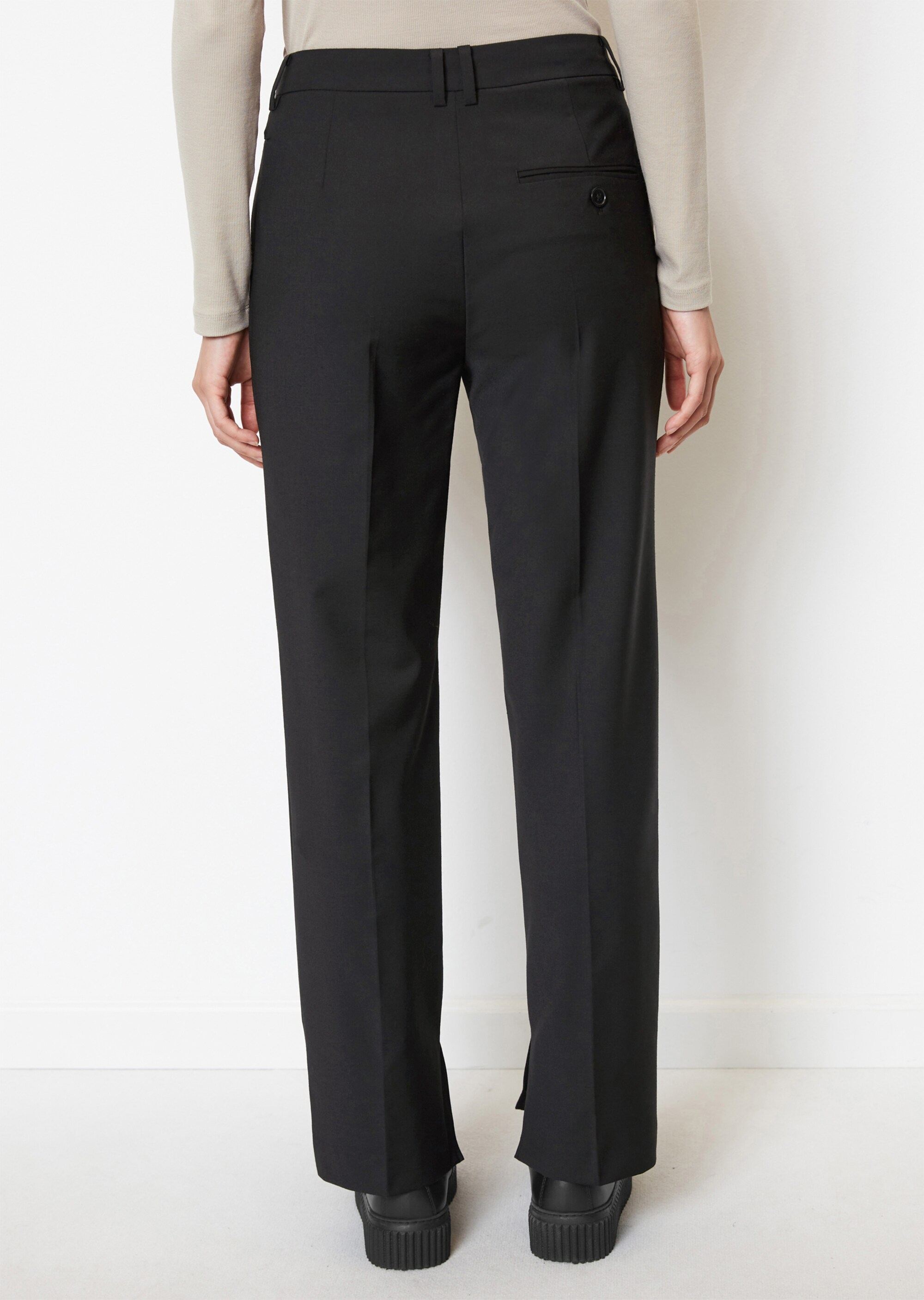 Tailored Pants mit Saum-Schlitzen aus Wolle-Mix-Stretch