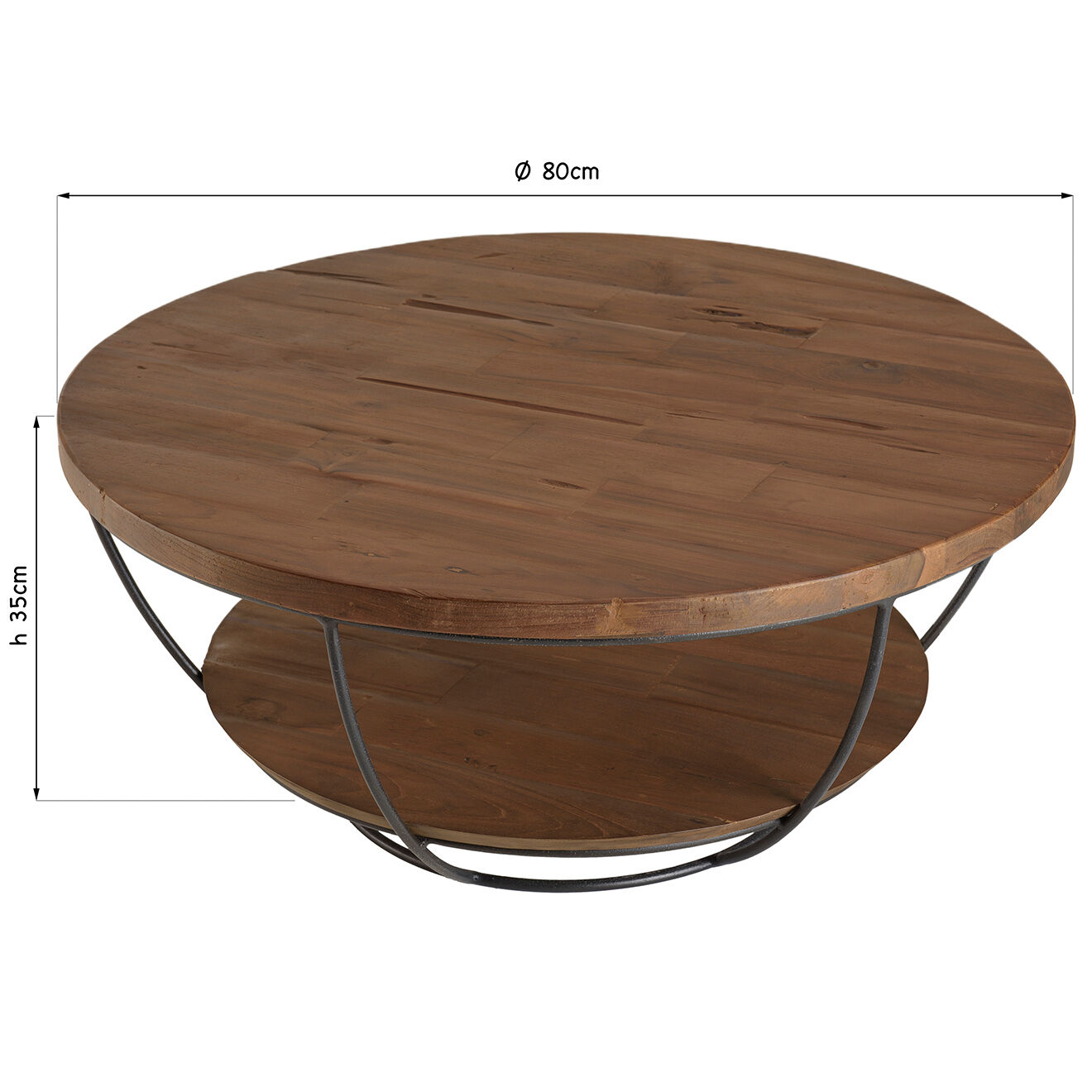 Macabane Table basse Sixtine bois naturel  - D.80xH.35 cm
