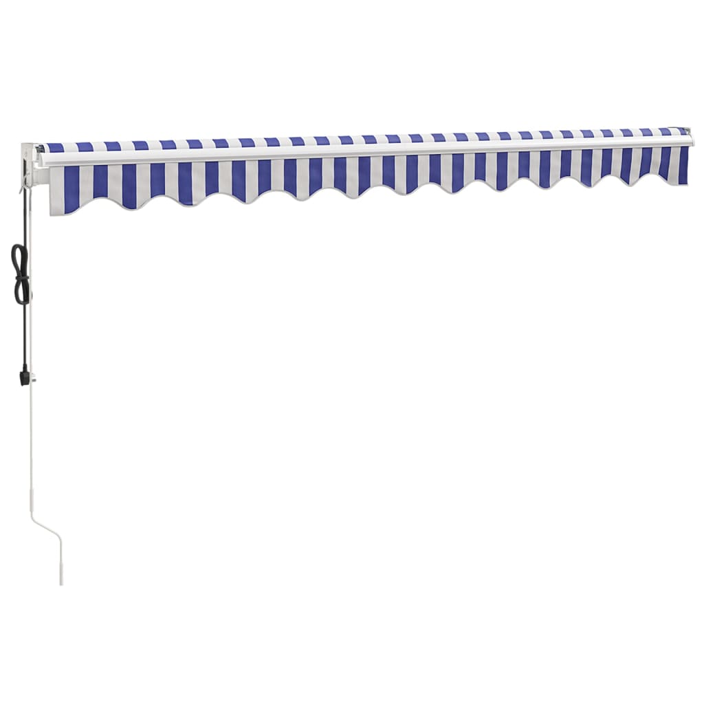 Auvent rétractable automatique bleu et blanc 3x2,5 m