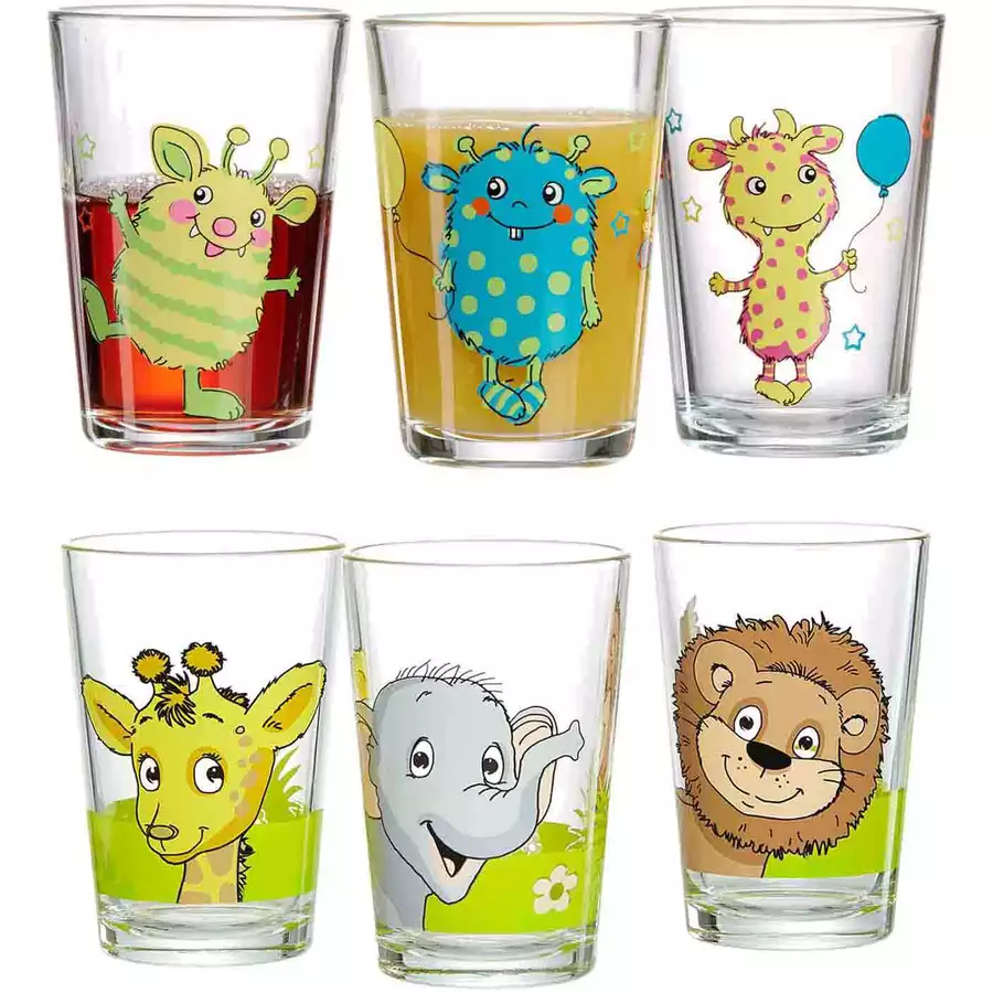 Ritzenhoff & Breker GmbH & Co. KG Kindergläser Monsterchen Dschungeltiere 205 ml 6er Set bunt