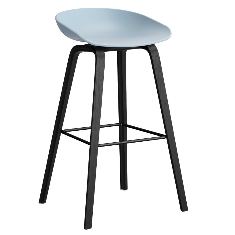 Hay AAS32 barkruk 75cm zwart gelakt eiken onderstel Slate Blue