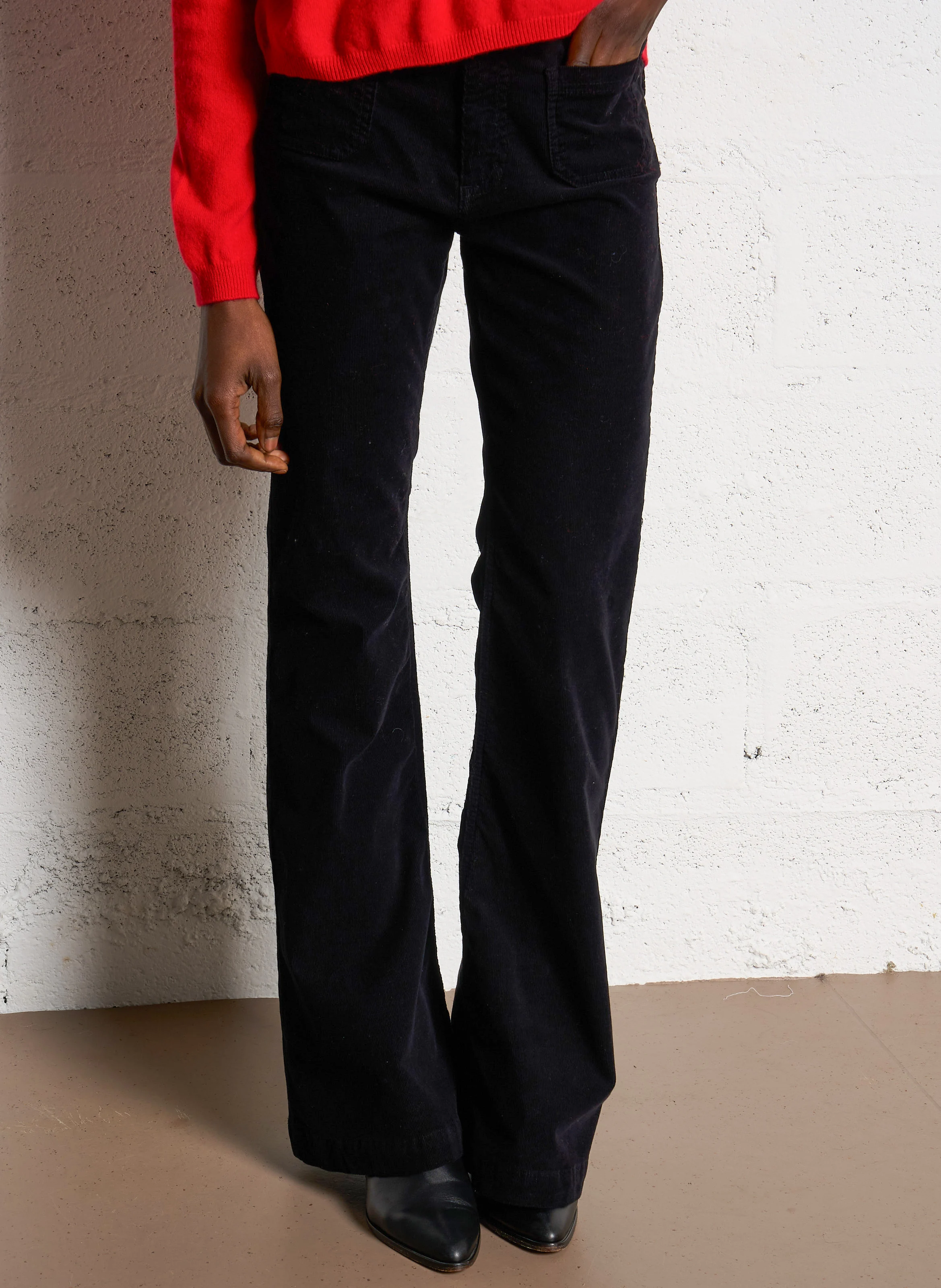 ODESSAVELOURS - Jean flare velours| Noir