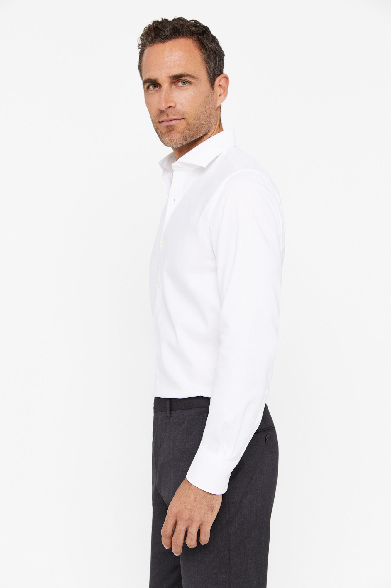 Camisa social, estrutura fácil de passar - Branca