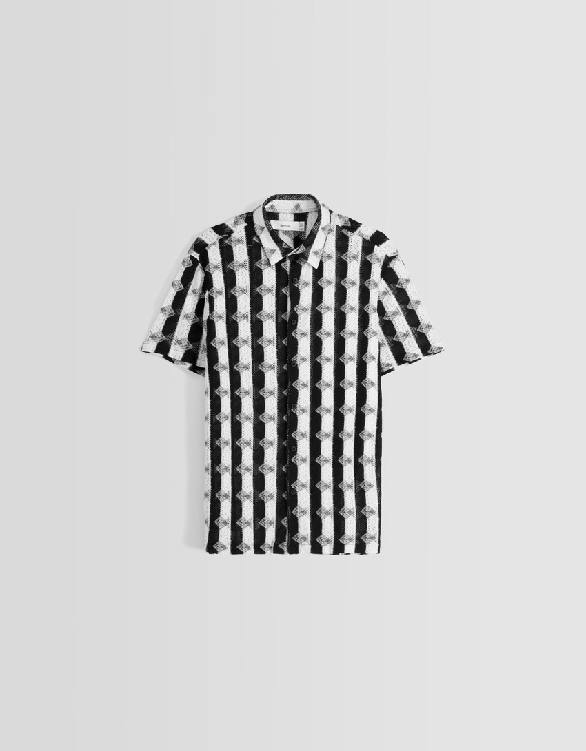 Camisa jacquard de manga curta