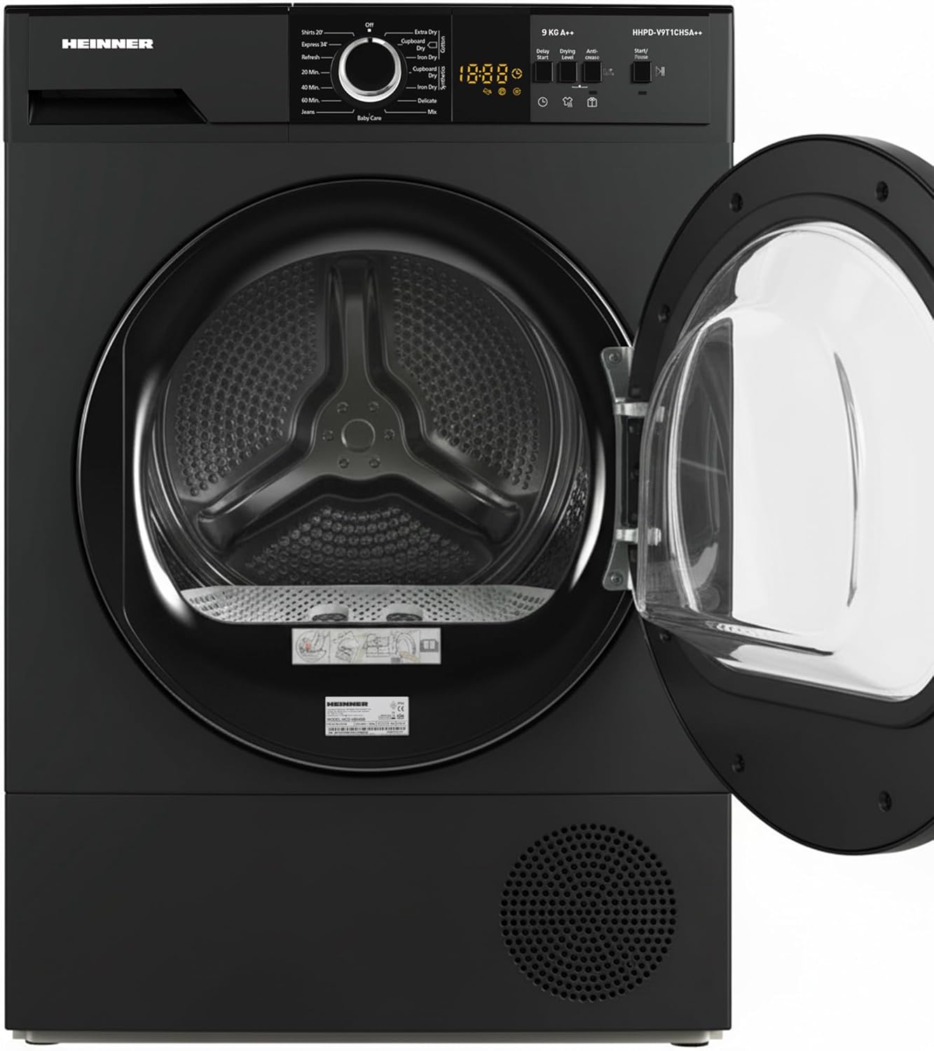 HHPD‑V9T1CHA++ – Warmtepompdroger 9kg, Energieklasse A++, 15 programma's, LED-display – Stil & energiezuinig – 5 jaar garantie (Anthrazit, 9 KG)