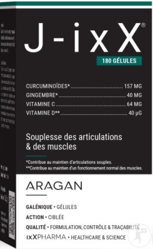 ixX Pharma J-ixX Mobilité & Confort Articulaire Curcuma Gingembre & Vitamines C-D 180 Gélules