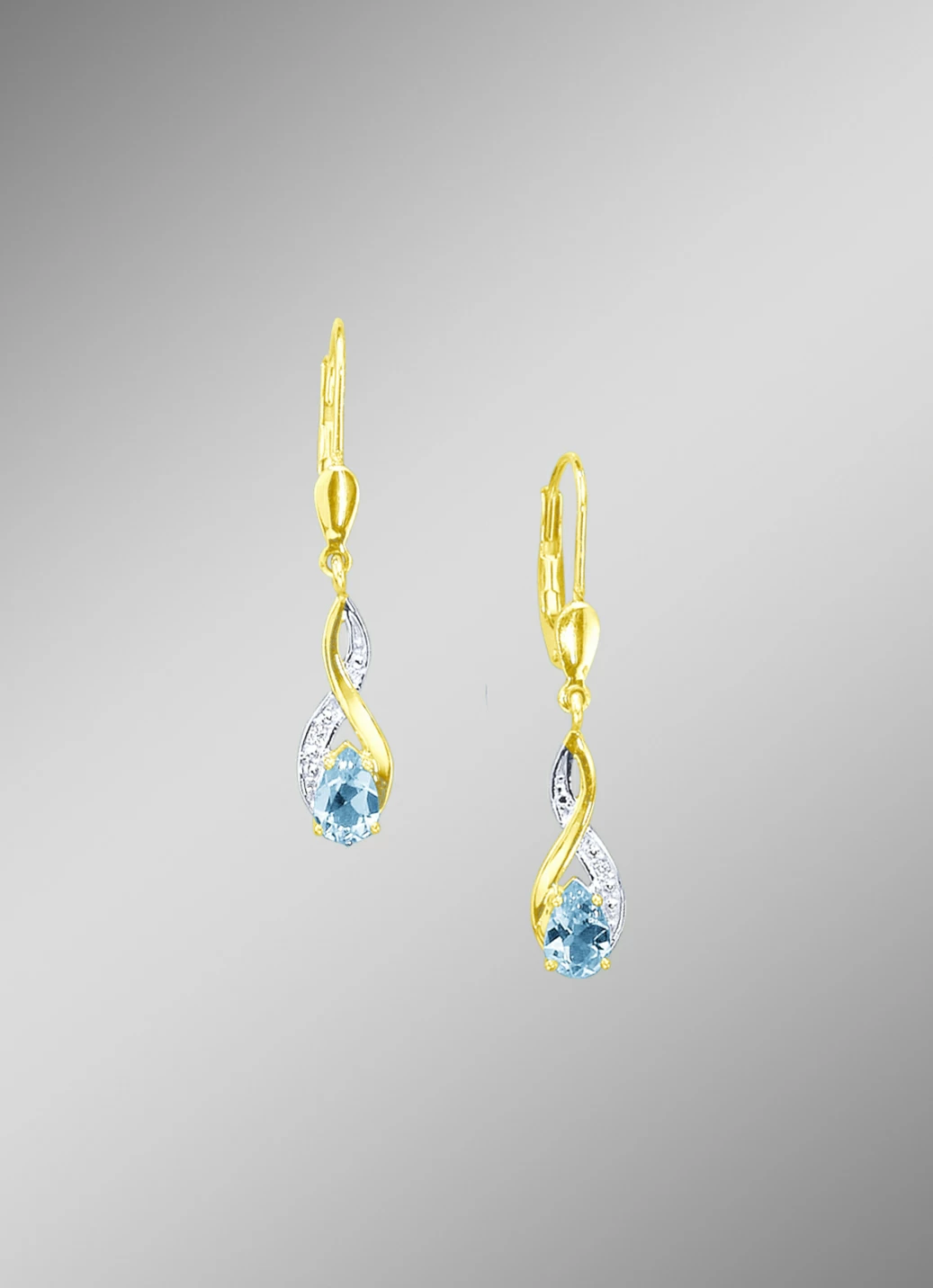 Ohrringe mit Brillanten und echt Blautopas