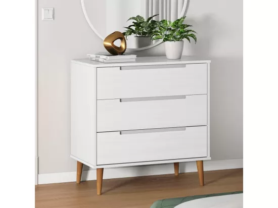 Commode MOLDE Blanc 80x40x80 cm Bois de pin massif