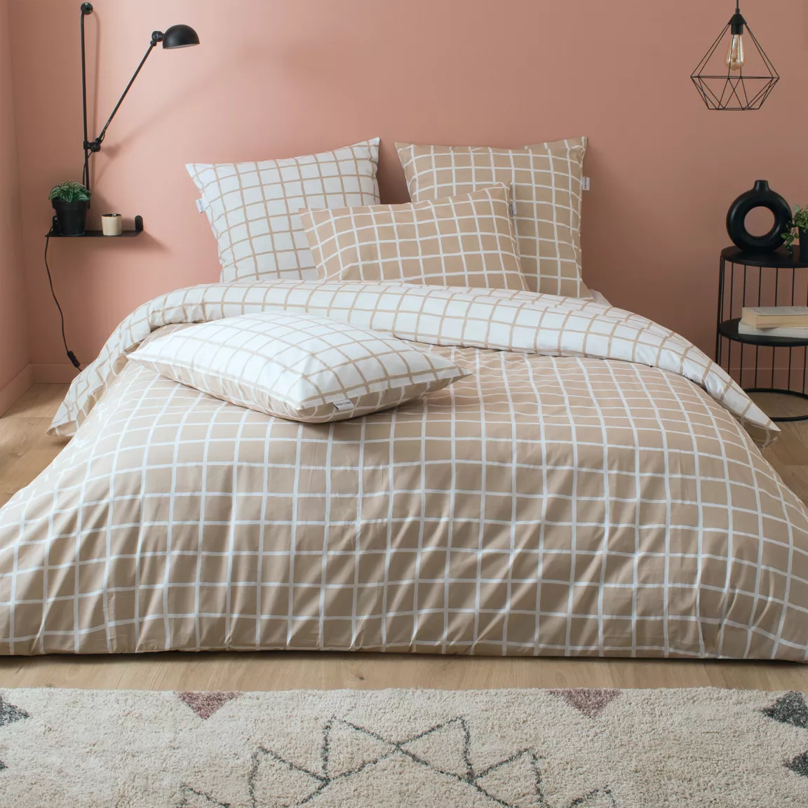 Housse de couette percale de coton (200 x 200 cm) Max Beige