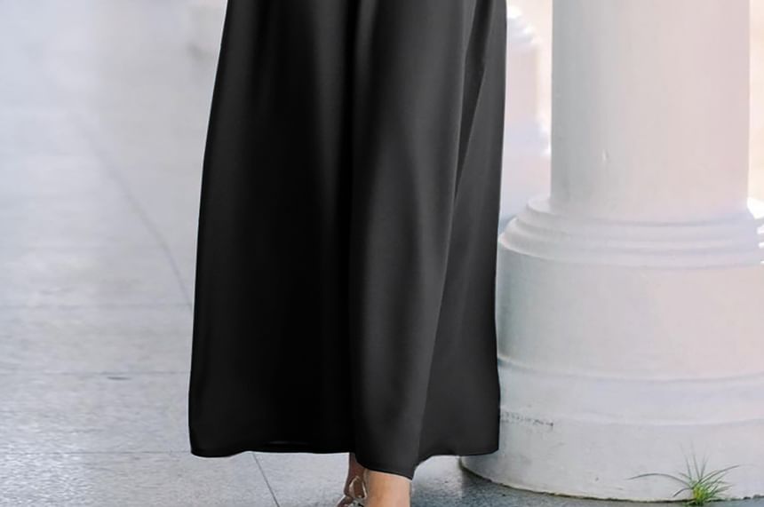 Lexama - Set: Maxi-jurk met uitlopende mouwen, effen kant en hijab