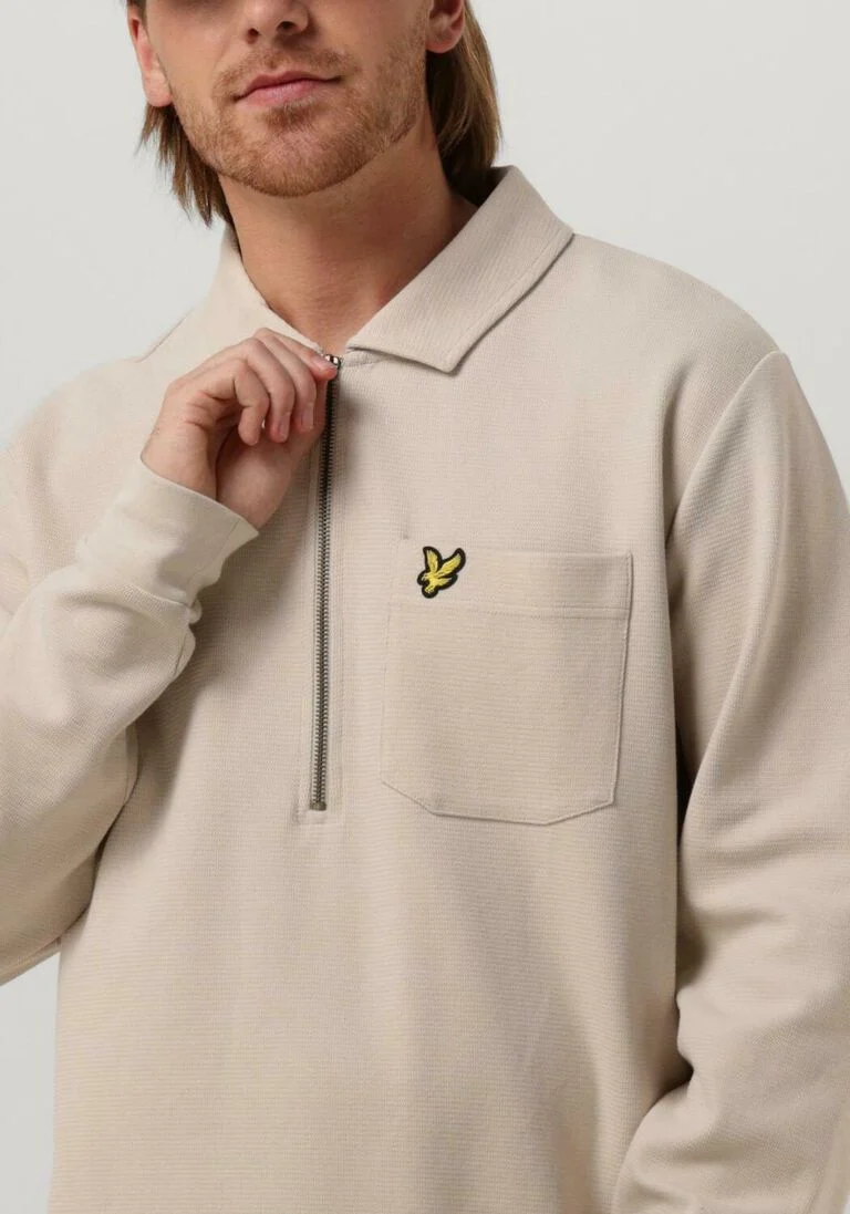 LYLE & SCOTT gebroken wit lyle & scott sweater crest textured quarter zip