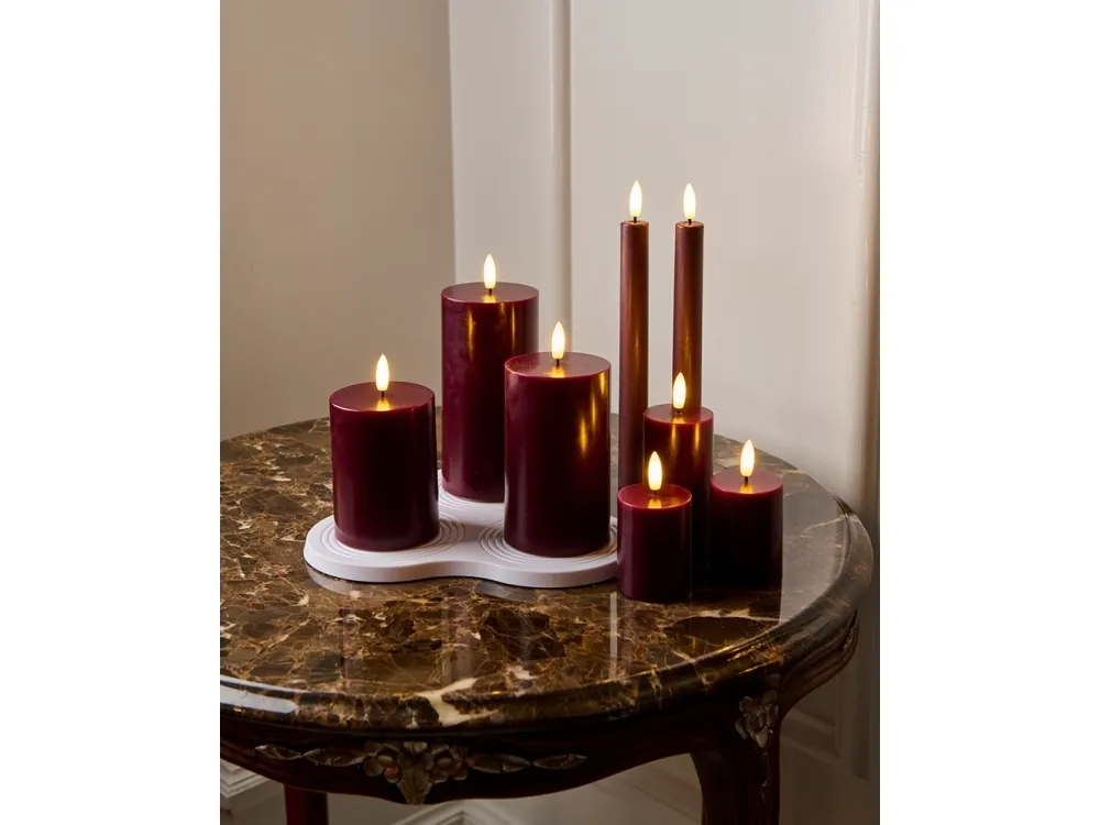 Sirius Sille Genopladelig Bloklyssæt Bordeaux - Ø 5 cm - 3 stk