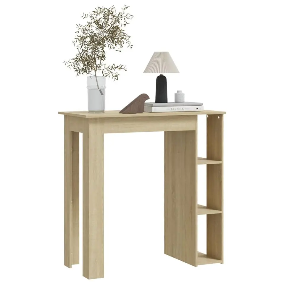 vidaXL - Bartafel met schappen - Sonoma eiken - Bewerkt hout - 102x50 cm