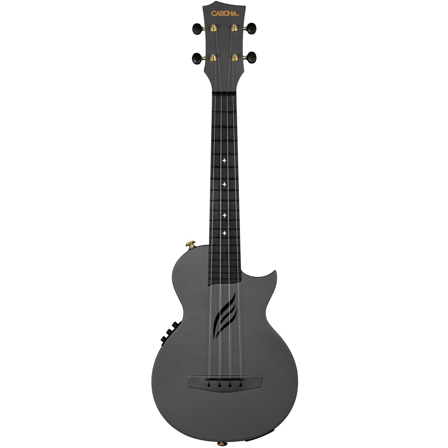 Cascha HH 2258E Black elektrisch-akoestische carbon fiber concert ukelele set