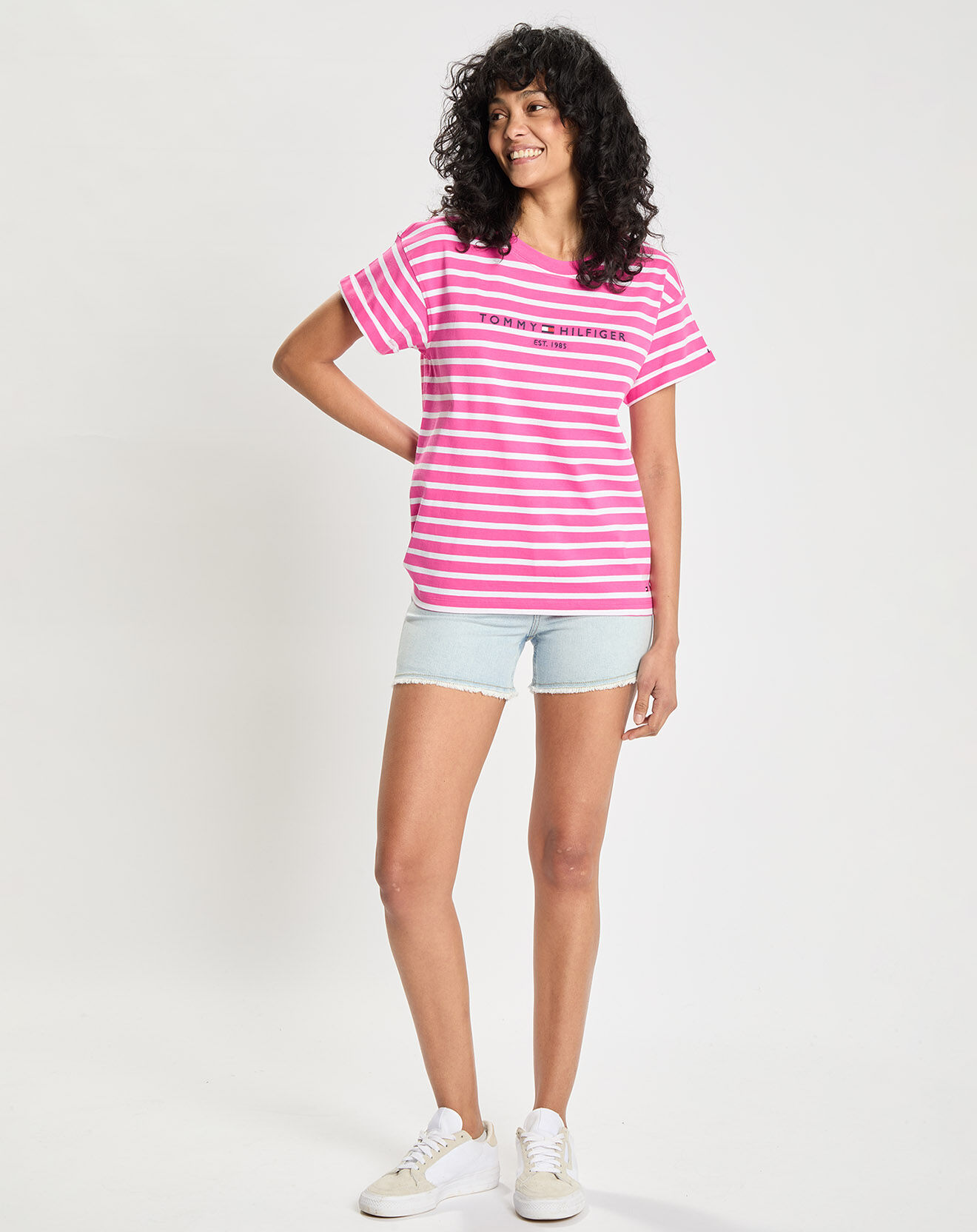 Tommy Hilfiger T-Shirt 100% Coton Bio Relaxed Hilfiger blanc/rose