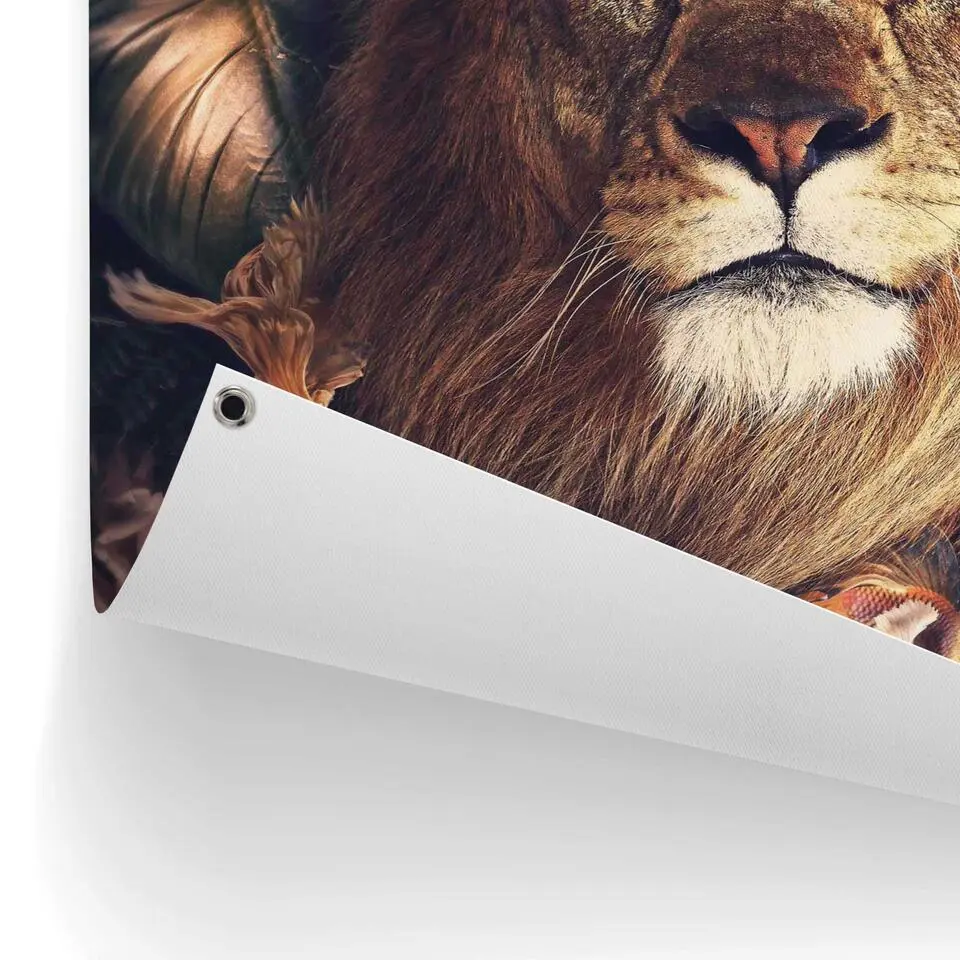 Tuinposter Jungle Lion - 80x60cm - Bruin