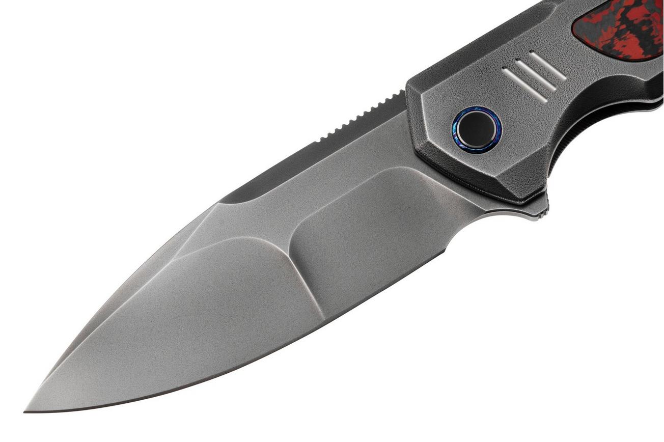 WE Knife Hyperactive WE23030-2 Gray Vanax, Polished Gray Orange Peel Textured Titanium Lava Flow Fat Carbon Fiber, zakmes