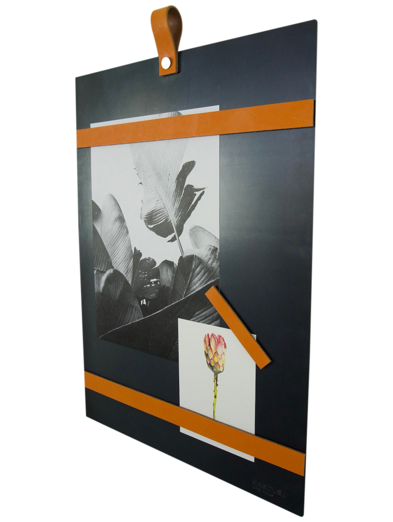Magneetbord met magneetstrips Leer: Oranje (inclusief 6 leren magneetstrips)