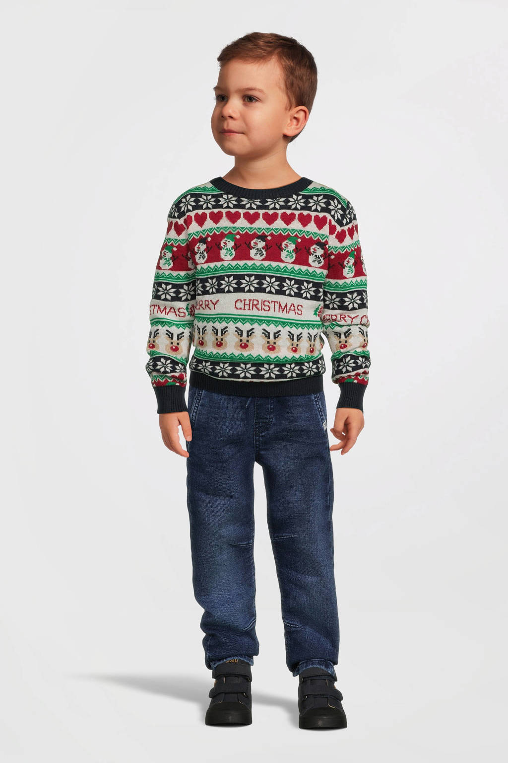 NAME IT kersttrui donkerblauw fijn gebreid
