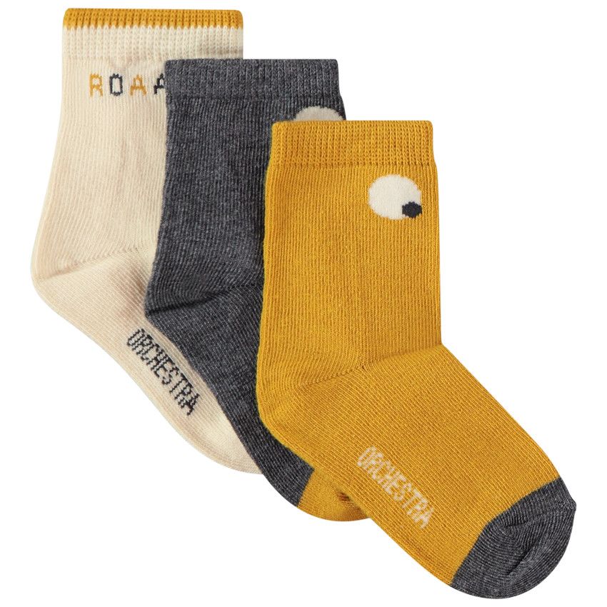 Lot de 3 paires de chaussettes fantaisie pour bébé garçon - Jaune