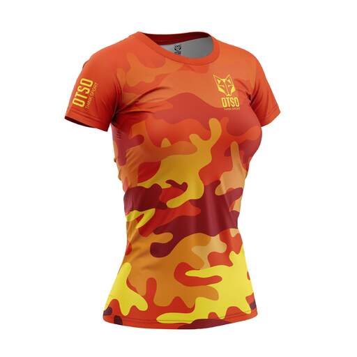 Camiseta de manga curta camuflada laranja
