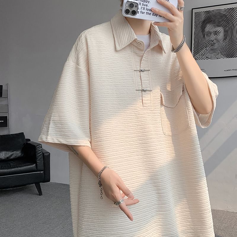 Freehop - Effen oversized T-shirt met elleboogmouwkraag