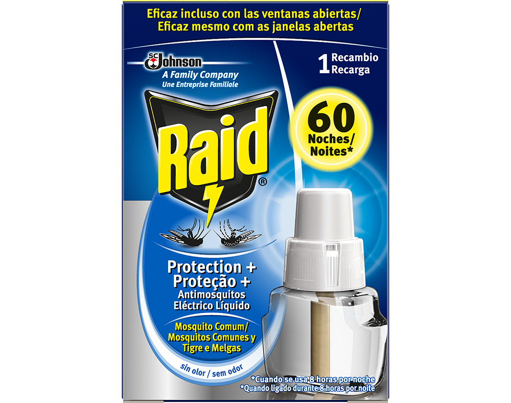 INSECTICIDA RAID ELÉCTRICO RECARGA PROTEÇÃO 60UN 36.2ML