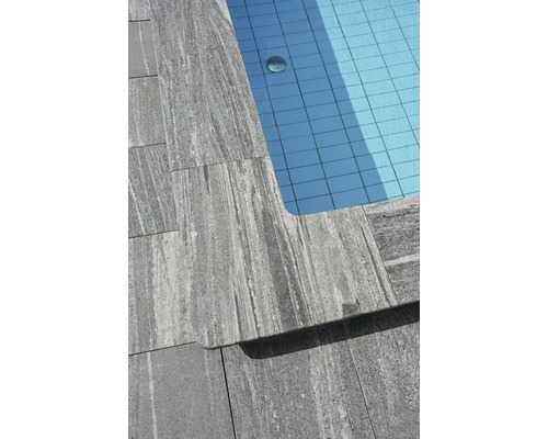 FLAIRSTONE Zwembadrand Arctic Gneiss grijs hoekstuk binnen en buiten afgerond 60x35 / 60x35 x 3 cm