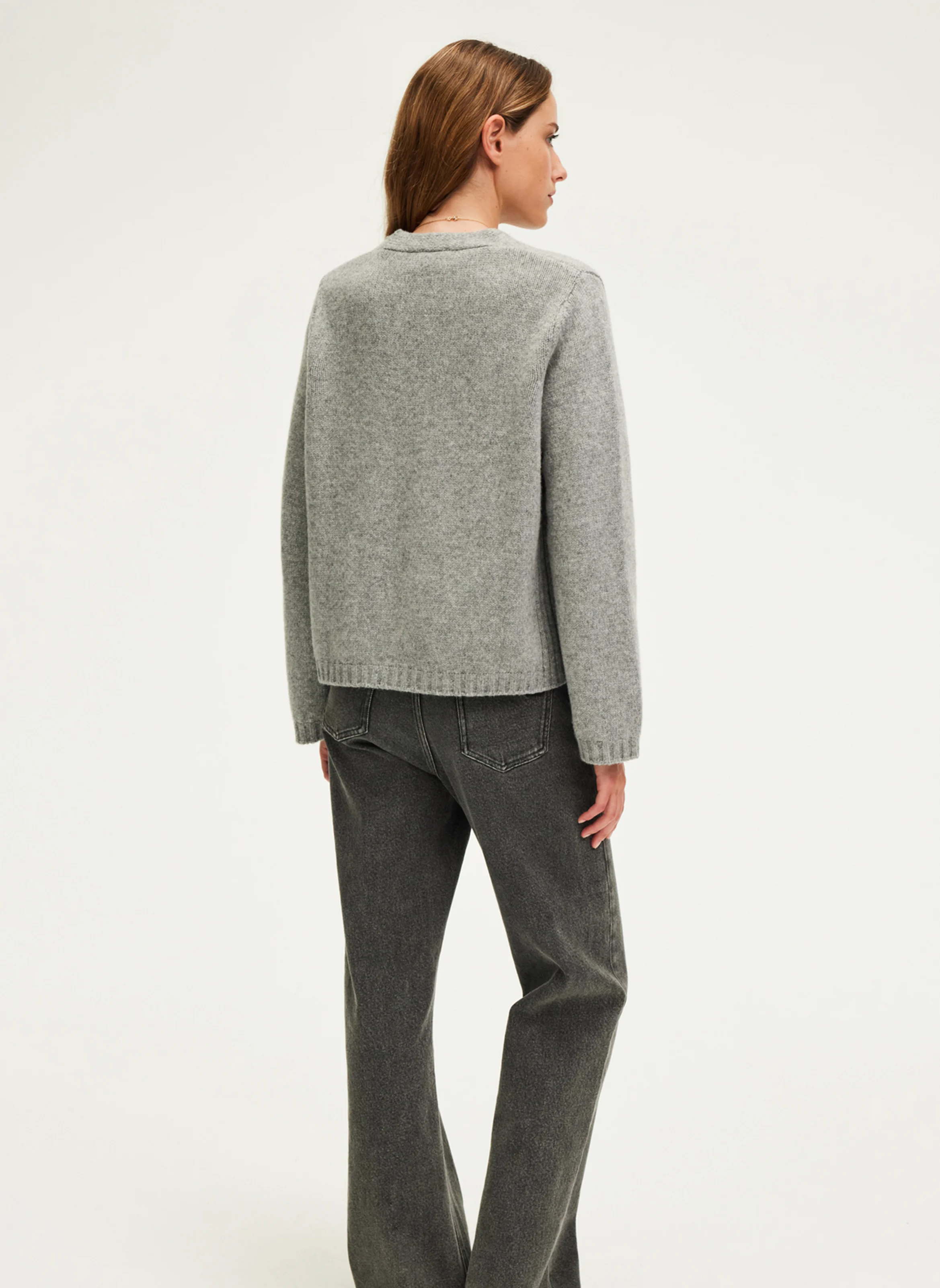 JOZIE - Gilet col V en laine mélangée | Gris