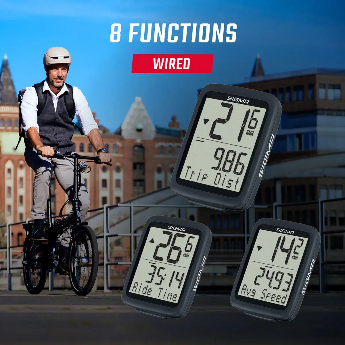 Sigma Sport BC 8.0 WR Fietscomputer met Draad